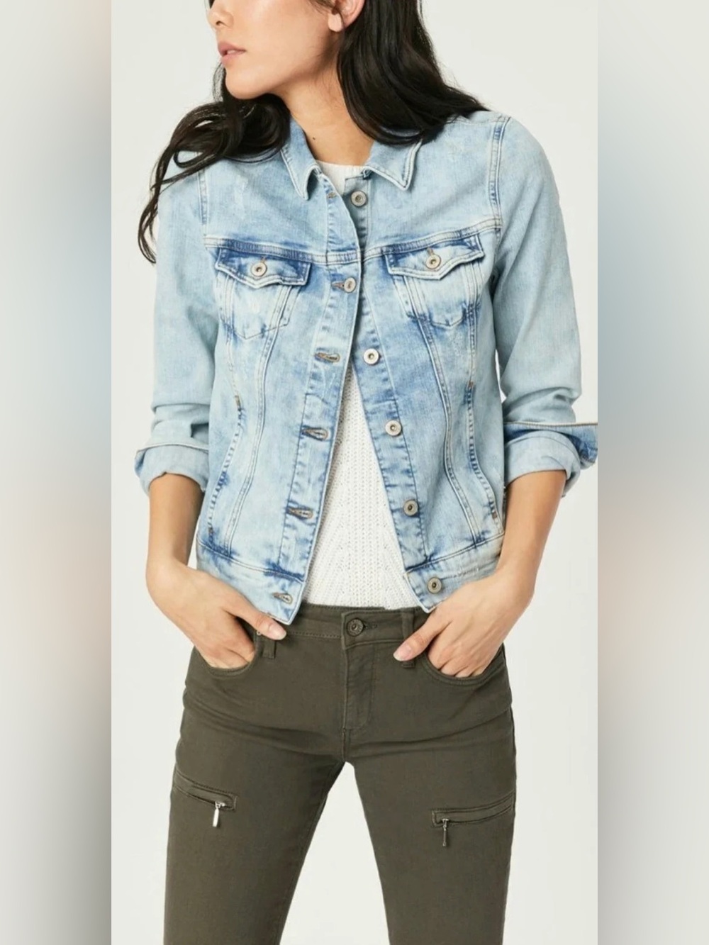 Mavi Jeans Long Sleeves Light Blue Denim Recycled Samantha Jacket size Small